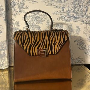 Dune London Saffiano Leather Fur-Trimmed Handle Bag - Never Been Used
